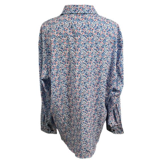 Jos A Bank Traveler Women's NEW Blue White Floral Long Sleeve Button Down Sz XL - Picture 3 of 5